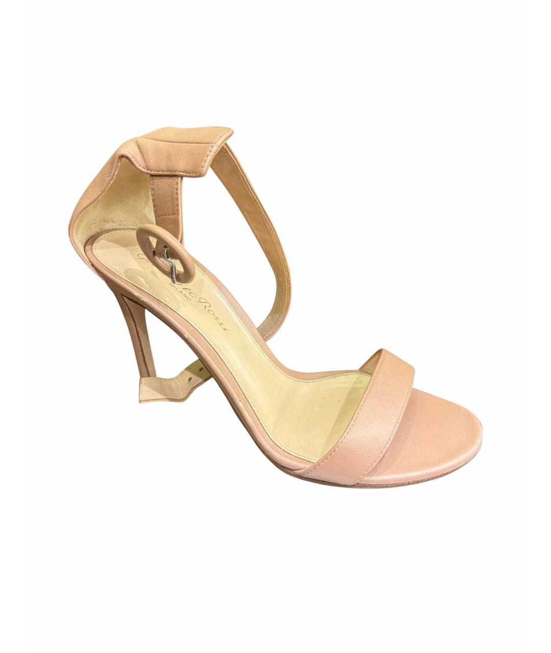 GIANVITO ROSSI Бежевые кожаные босоножки, фото 1