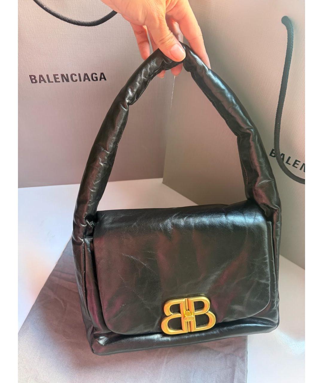 BALENCIAGA Черная кожаная сумка через плечо, фото 2