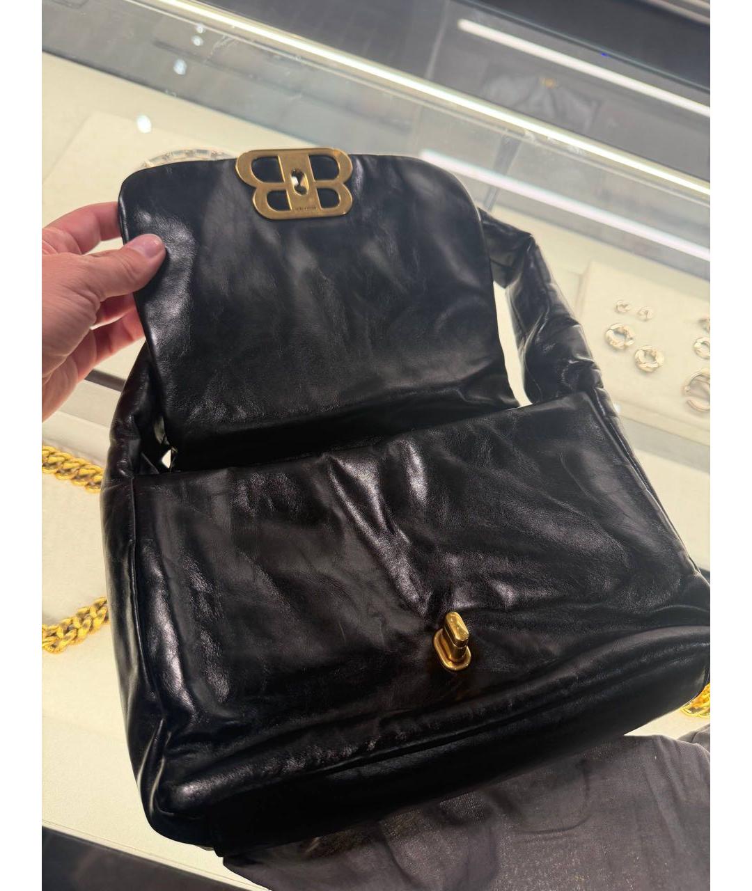 BALENCIAGA Черная кожаная сумка через плечо, фото 4