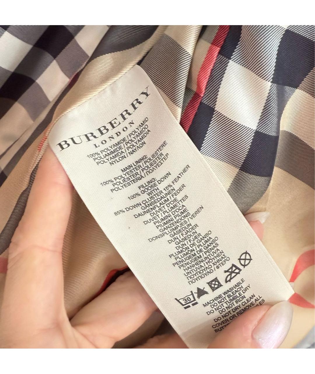 BURBERRY Серый полиамидовый пуховик, фото 6