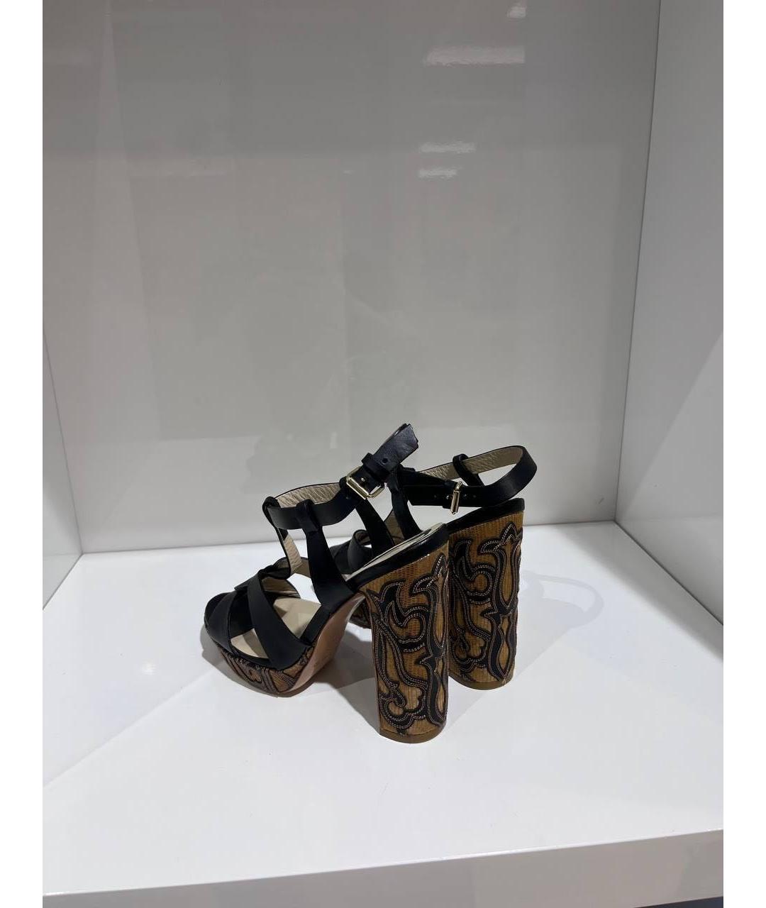 ETRO Черные кожаные босоножки, фото 2