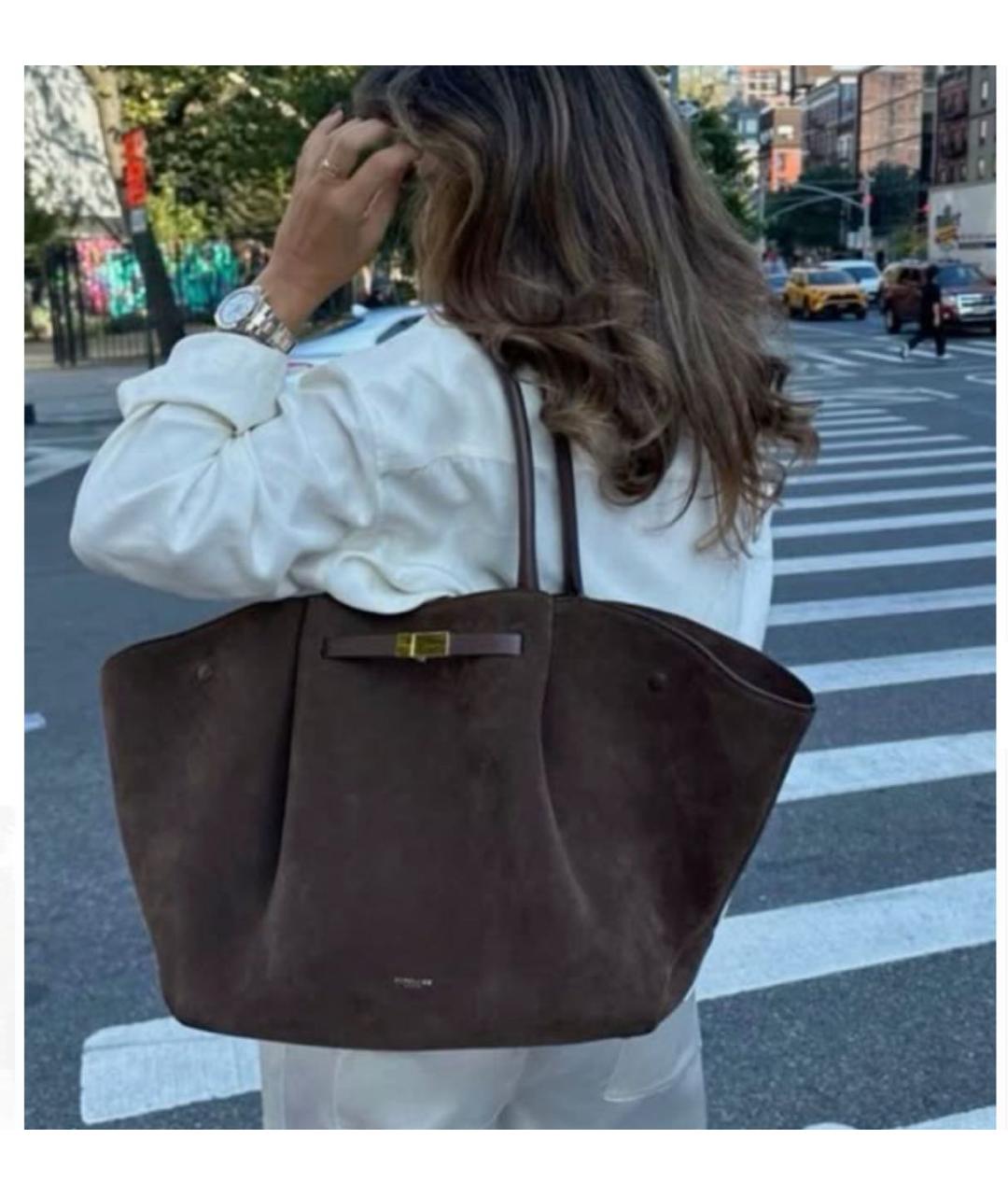 DEMELLIER Антрацитовая замшевая сумка тоут, фото 6