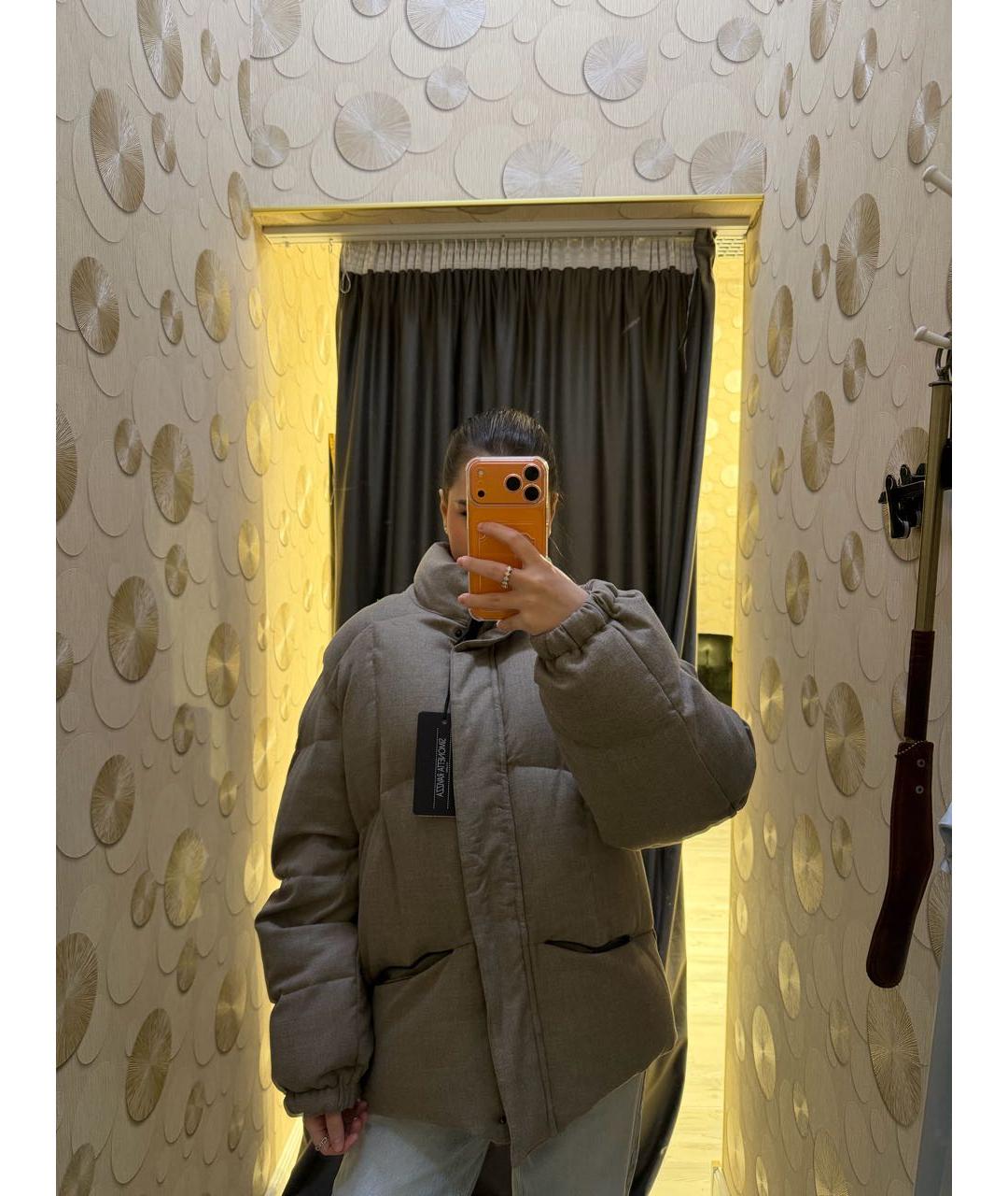 SIMONETTA RAVIZZA Серый шерстяной пуховик, фото 7