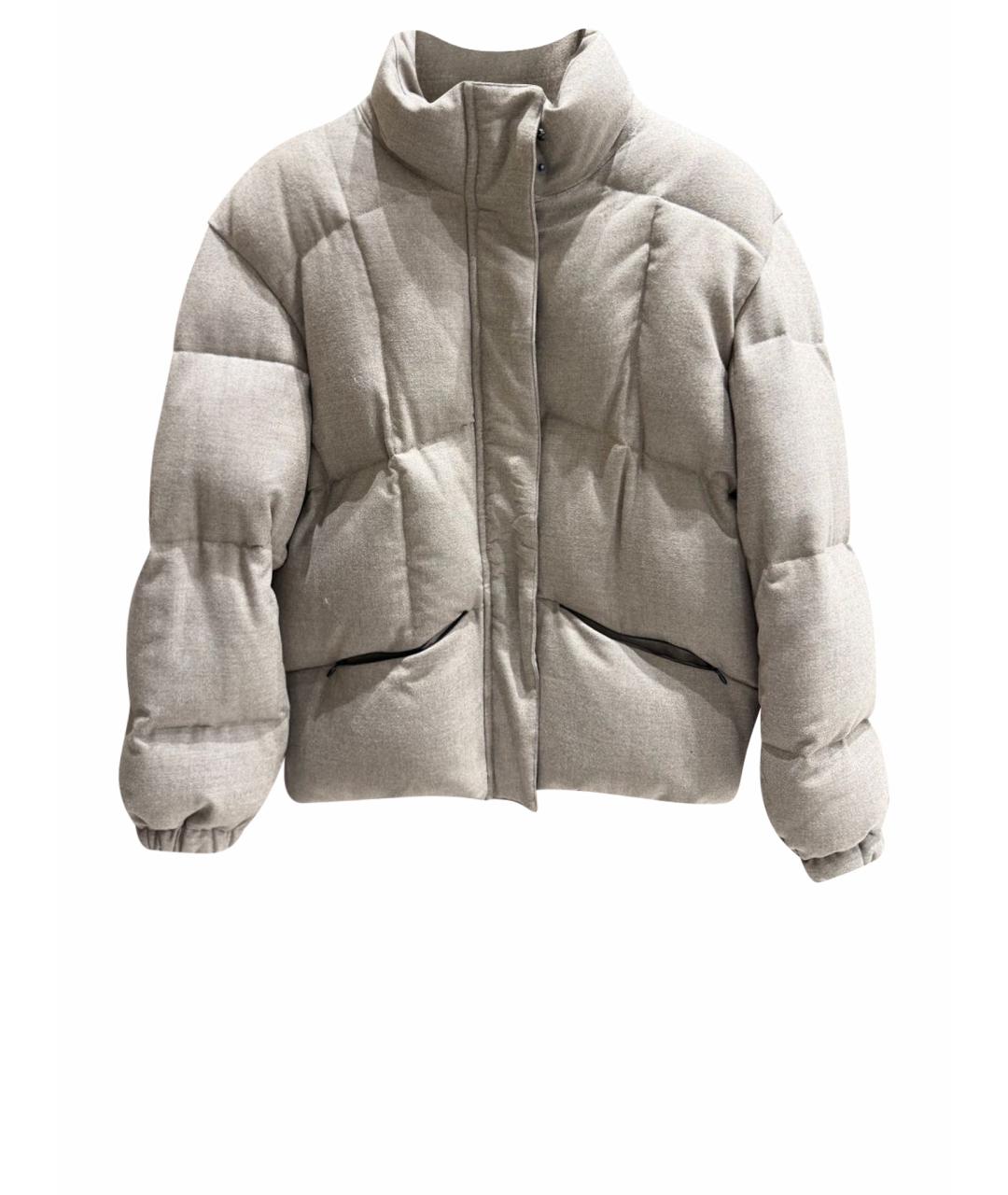 SIMONETTA RAVIZZA Серый шерстяной пуховик, фото 9