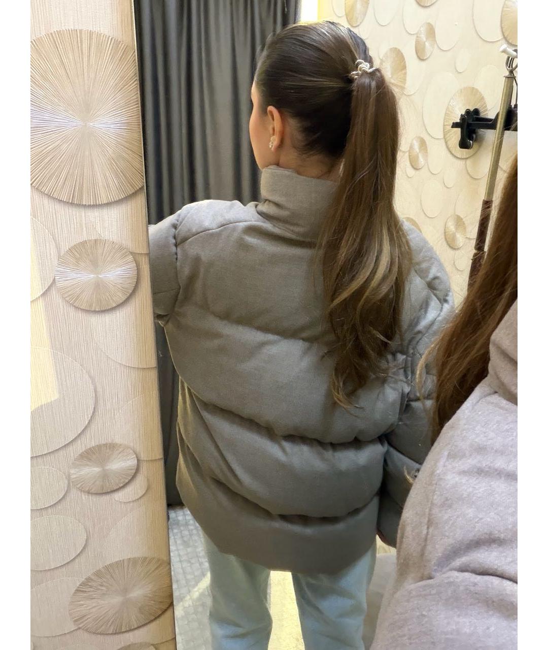 SIMONETTA RAVIZZA Серый шерстяной пуховик, фото 8