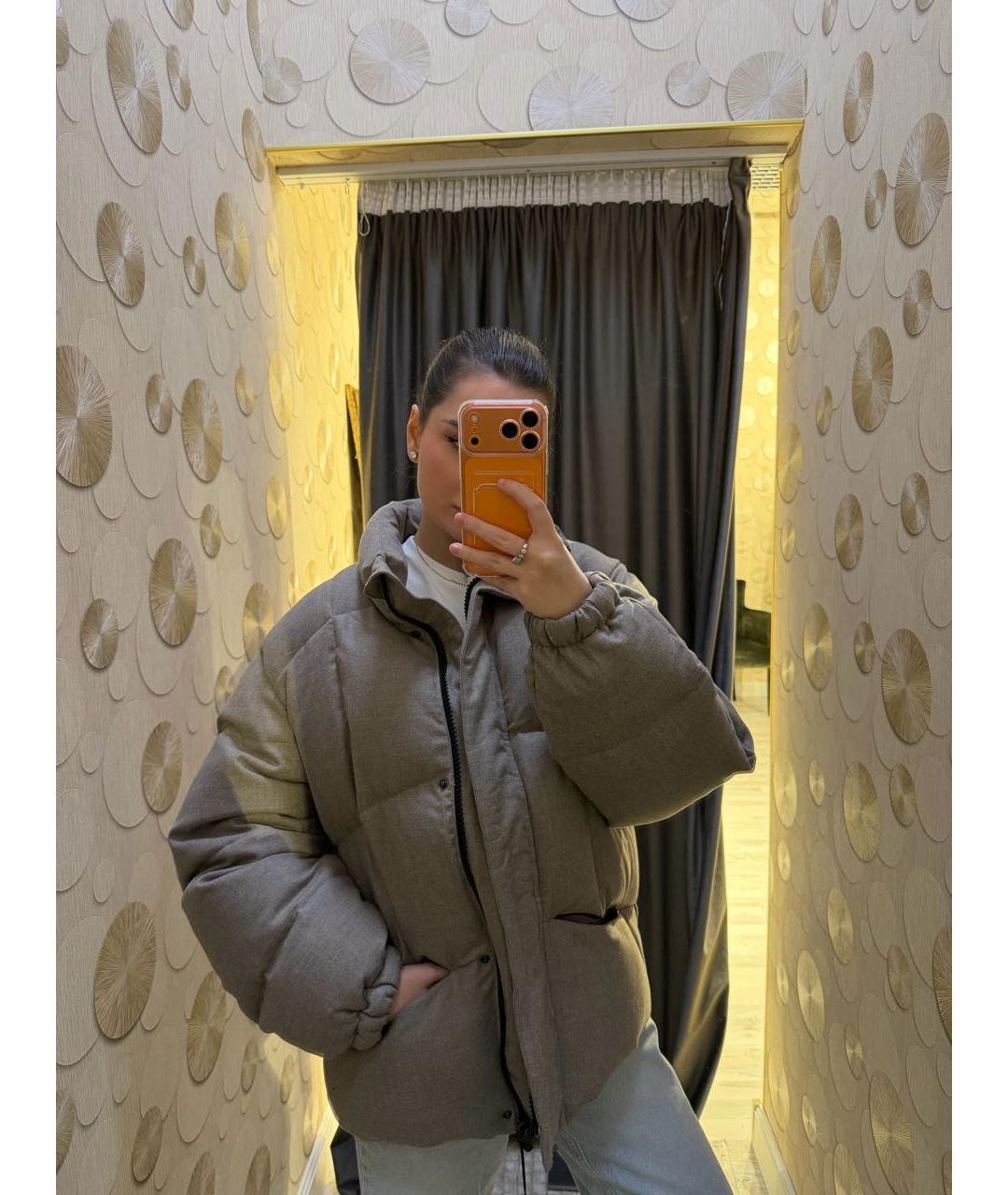 SIMONETTA RAVIZZA Серый шерстяной пуховик, фото 6