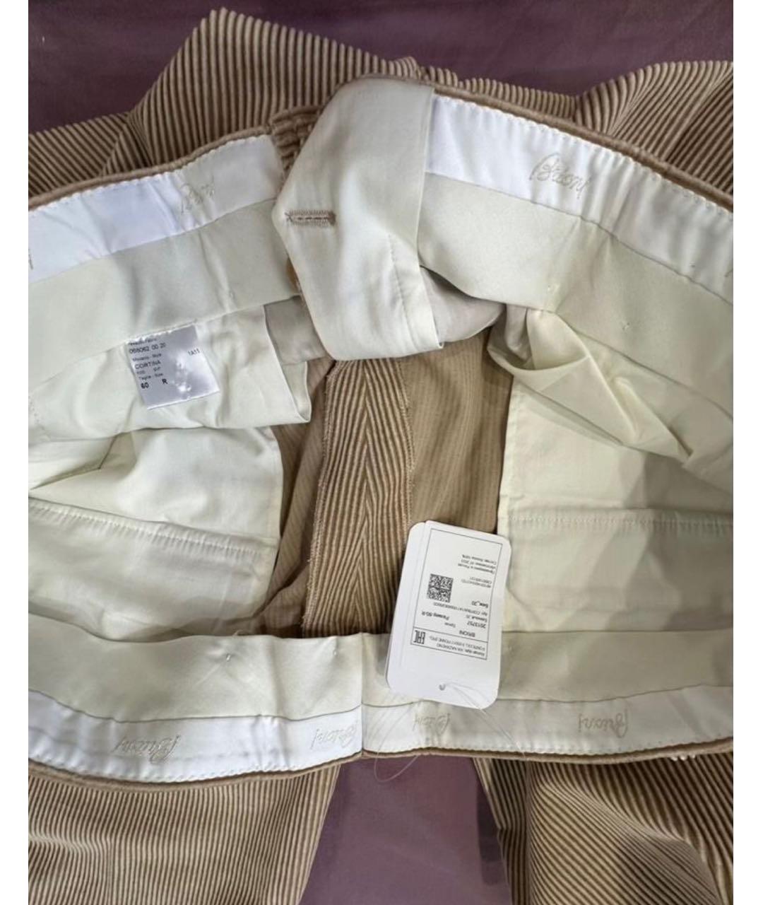 BRIONI Бежевые хлопковые повседневные брюки, фото 3