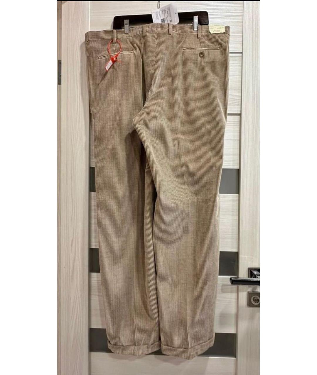 BRIONI Бежевые хлопковые повседневные брюки, фото 2