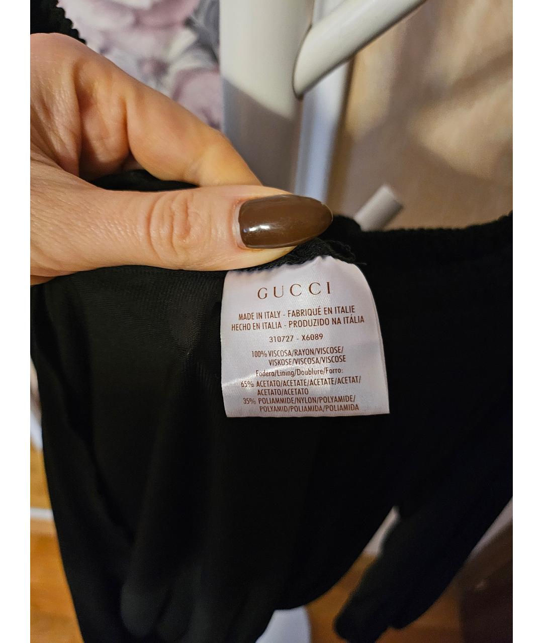 GUCCI Черное вискозное повседневное платье, фото 6