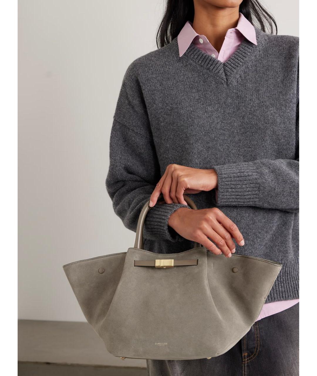 DEMELLIER Серая замшевая сумка с короткими ручками, фото 3