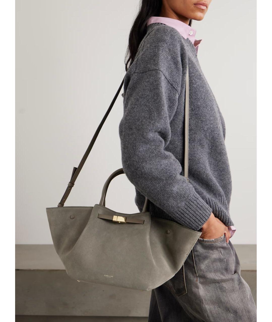 DEMELLIER Серая замшевая сумка с короткими ручками, фото 6
