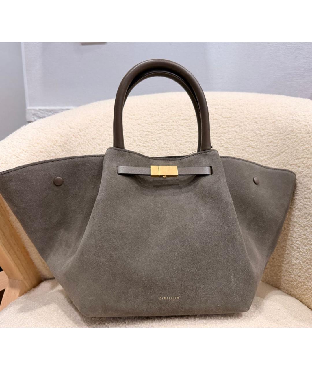 DEMELLIER Серая замшевая сумка с короткими ручками, фото 8