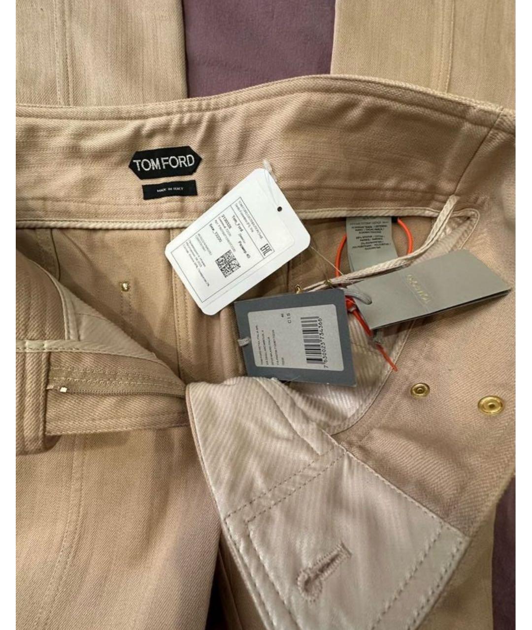 TOM FORD Бежевые хлопковые джинсы клеш, фото 4