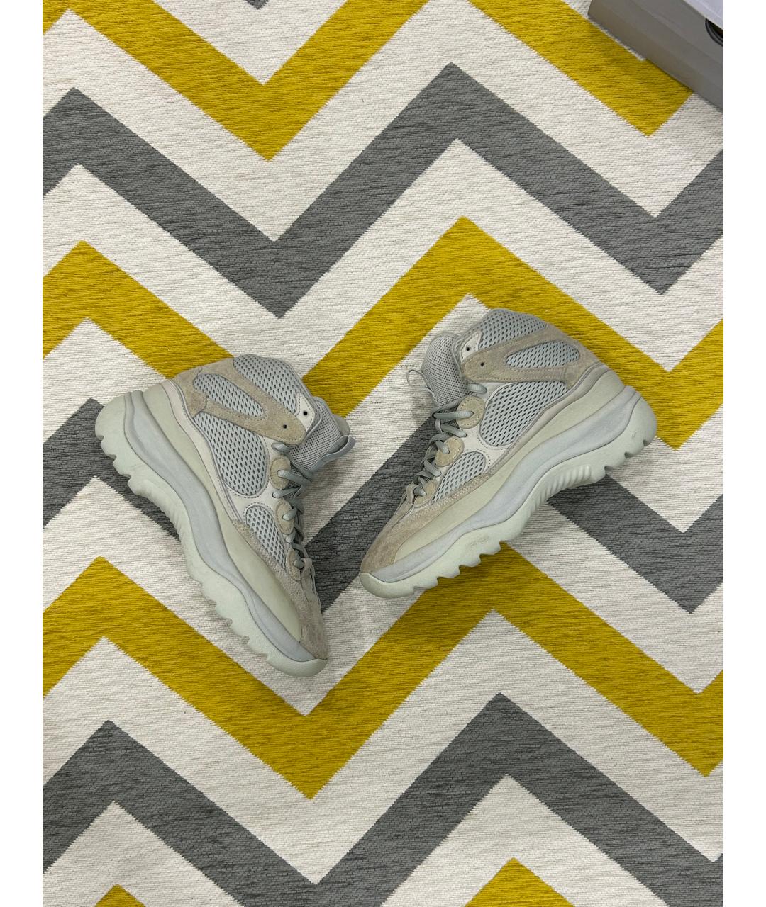 ADIDAS YEEZY Бежевые замшевые высокие кроссовки / кеды, фото 4