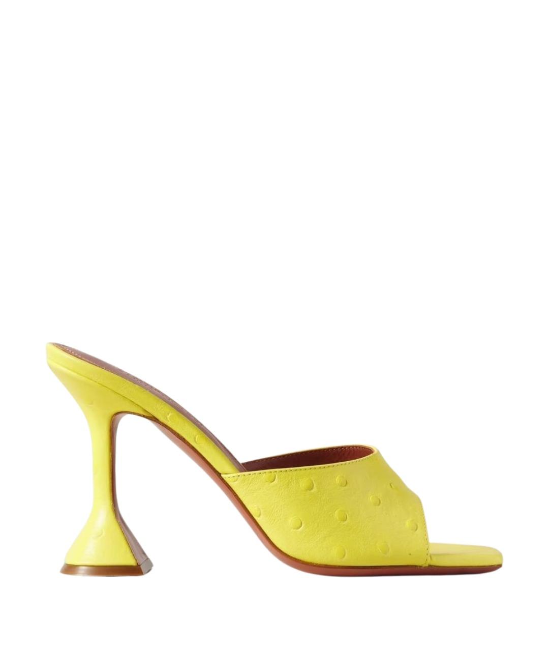 Amina Muaddi Желтые кожаные мюли, фото 1