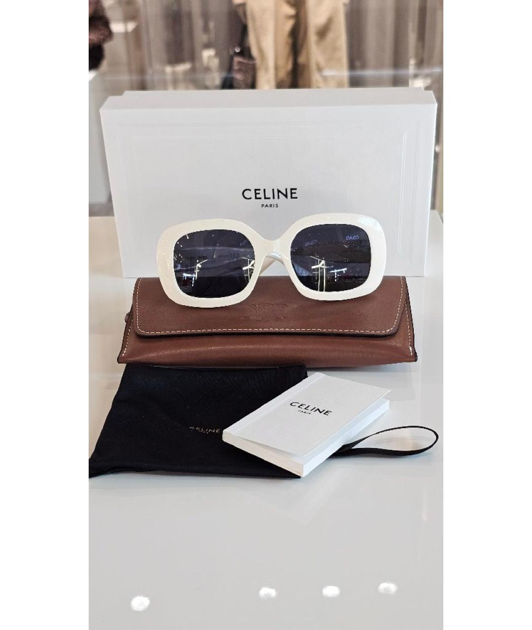 CELINE Белые пластиковые солнцезащитные очки, фото 5