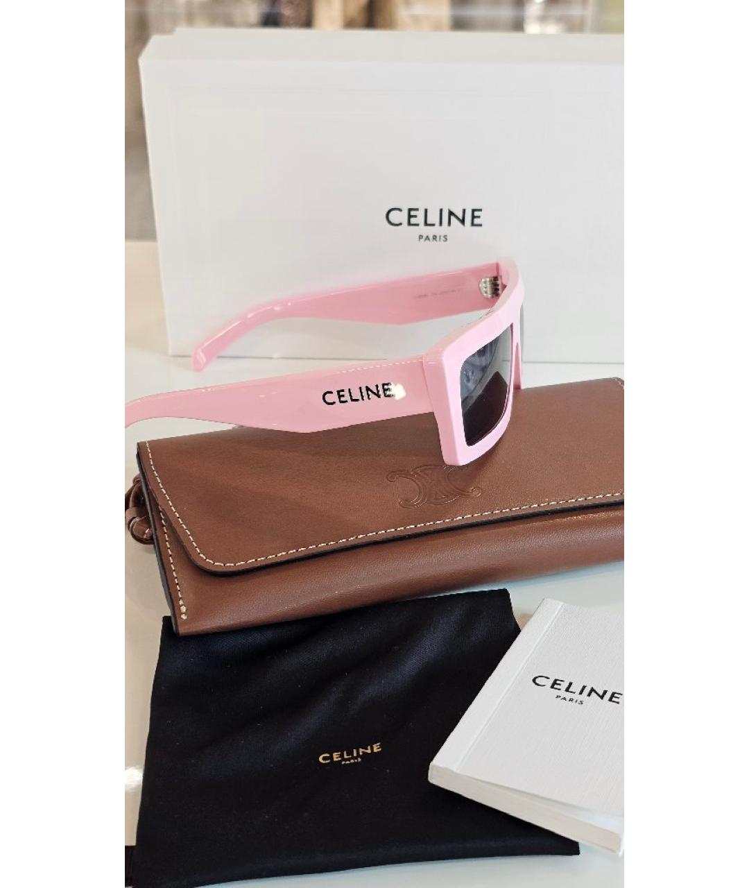 CELINE Розовые пластиковые солнцезащитные очки, фото 3