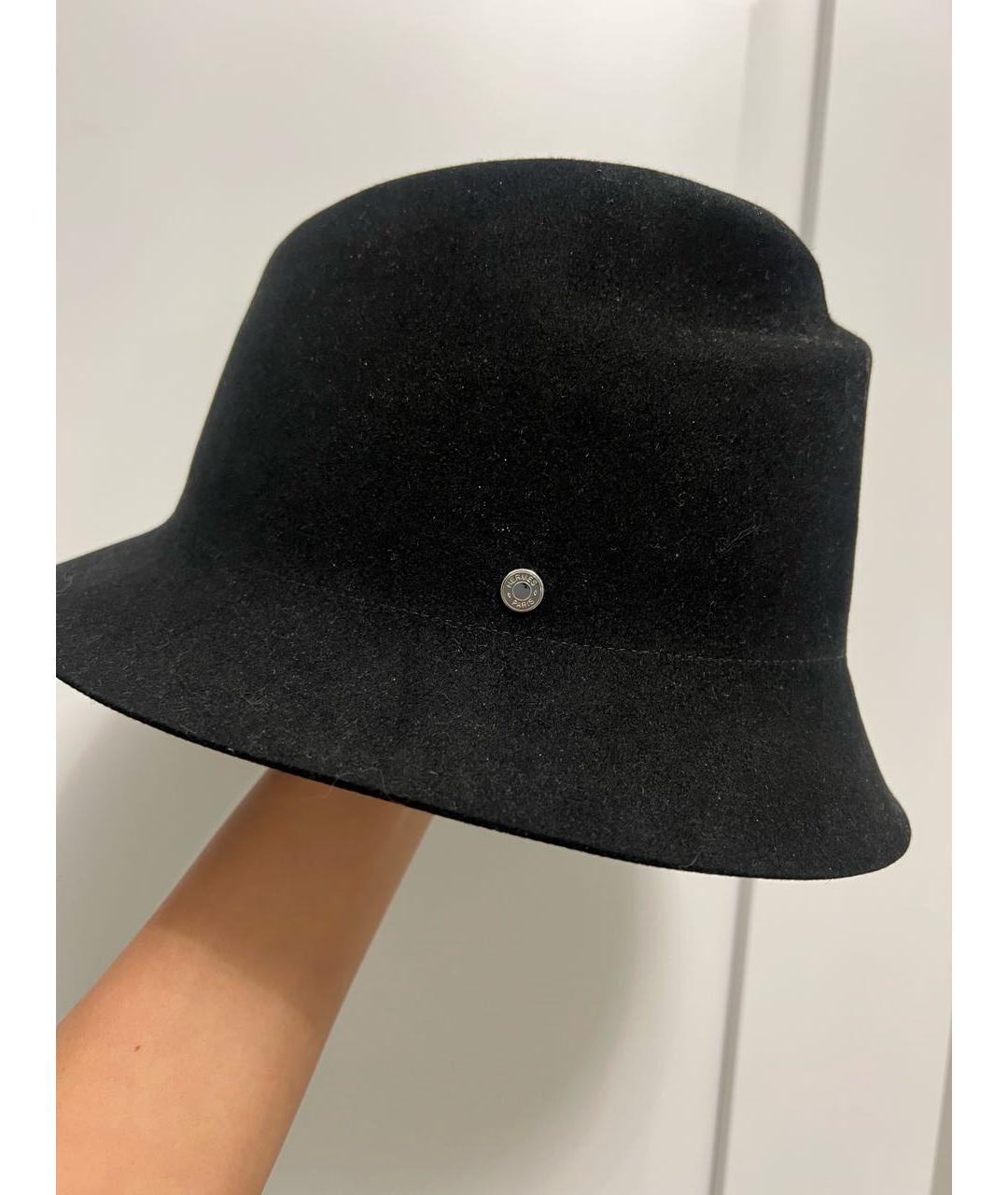 HERMES Черная кашемировая шляпа, фото 6