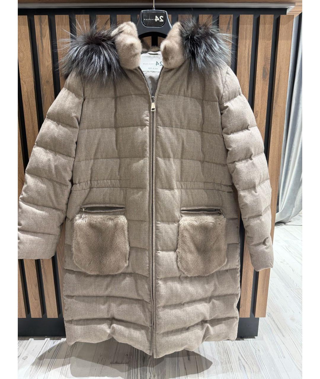 MANZONI 24 Бежевый шерстяной пуховик, фото 9