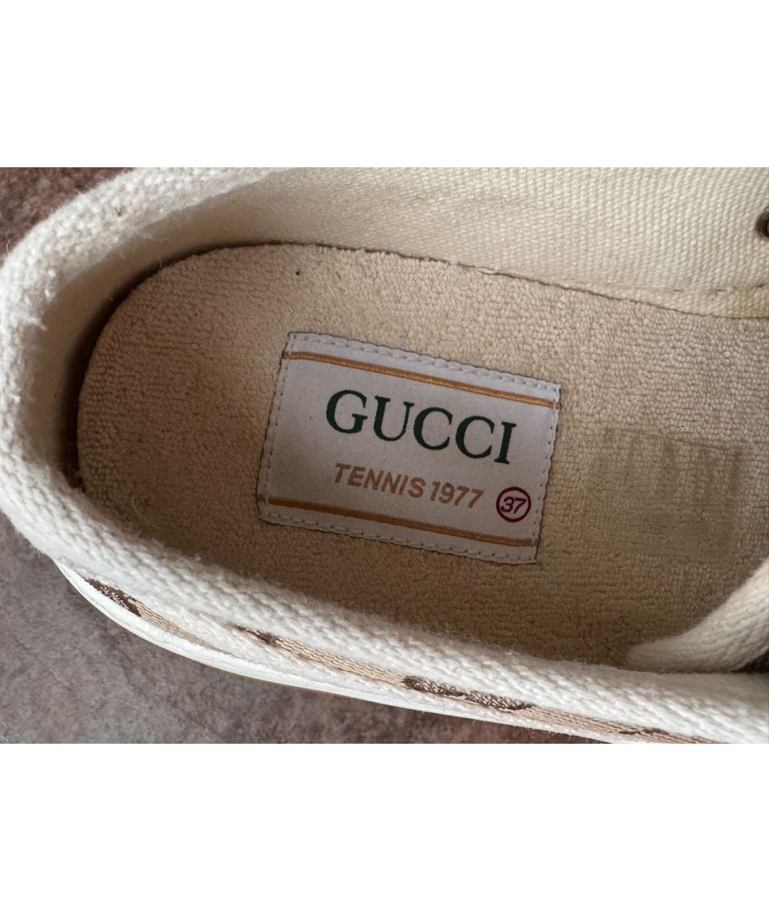 GUCCI Коричневые текстильные кеды, фото 8