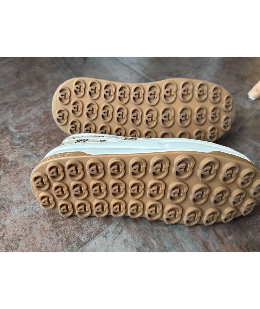 GUCCI Коричневые текстильные кеды, фото 7