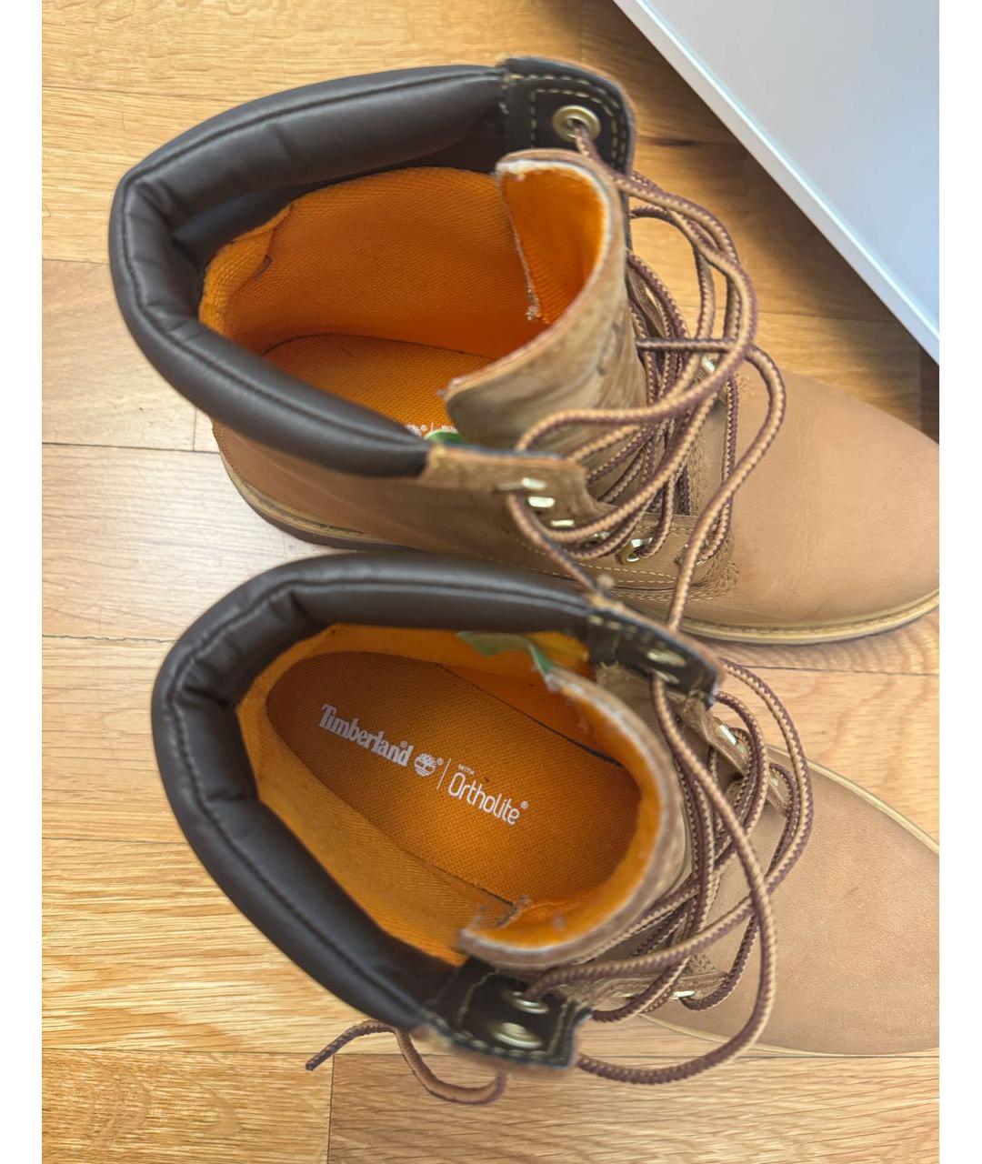 TIMBERLAND Оранжевое кожаные ботинки, фото 4