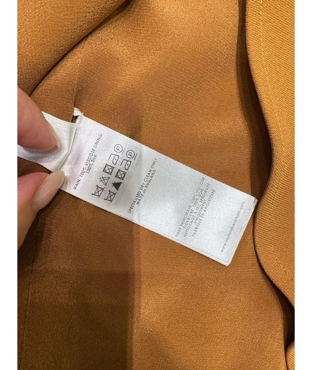 VICTORIA BECKHAM Горчичная вискозная юбка миди, фото 4