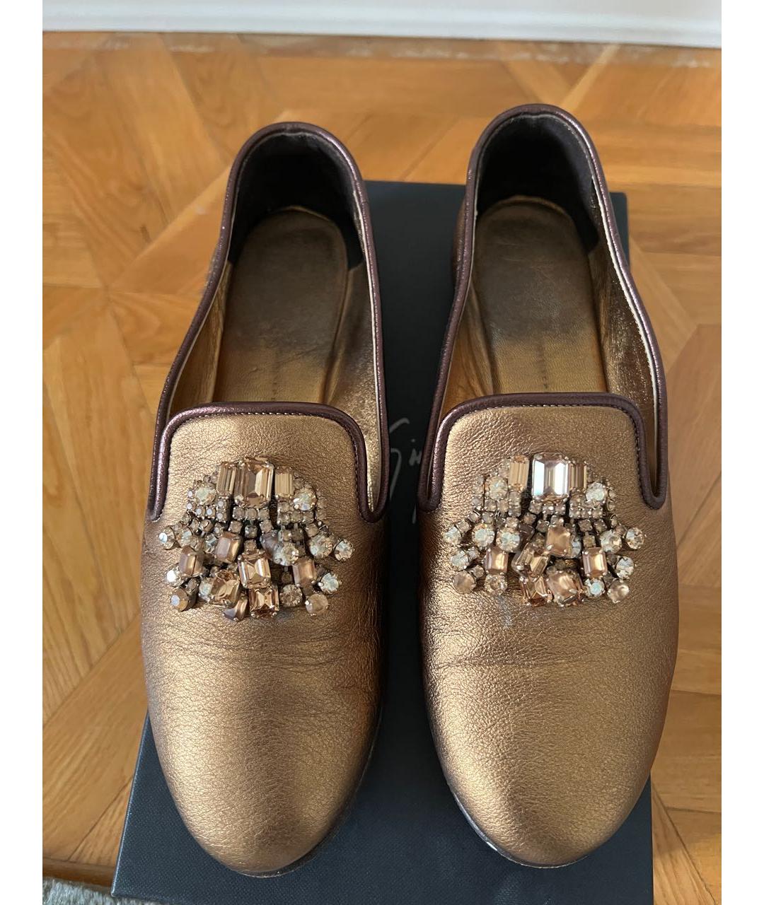 GIUSEPPE ZANOTTI DESIGN Золотые кожаные лоферы, фото 6