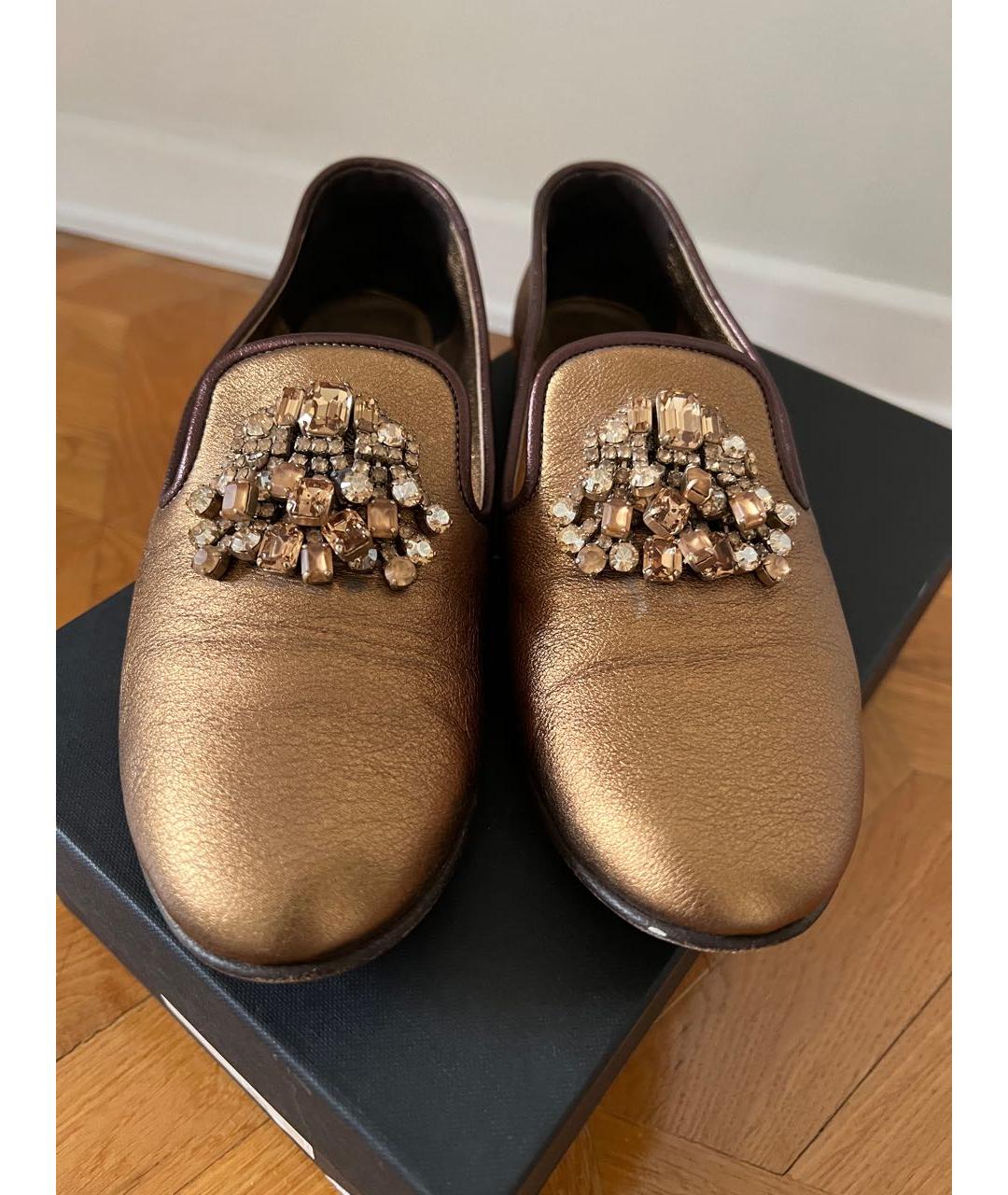 GIUSEPPE ZANOTTI DESIGN Золотые кожаные лоферы, фото 7