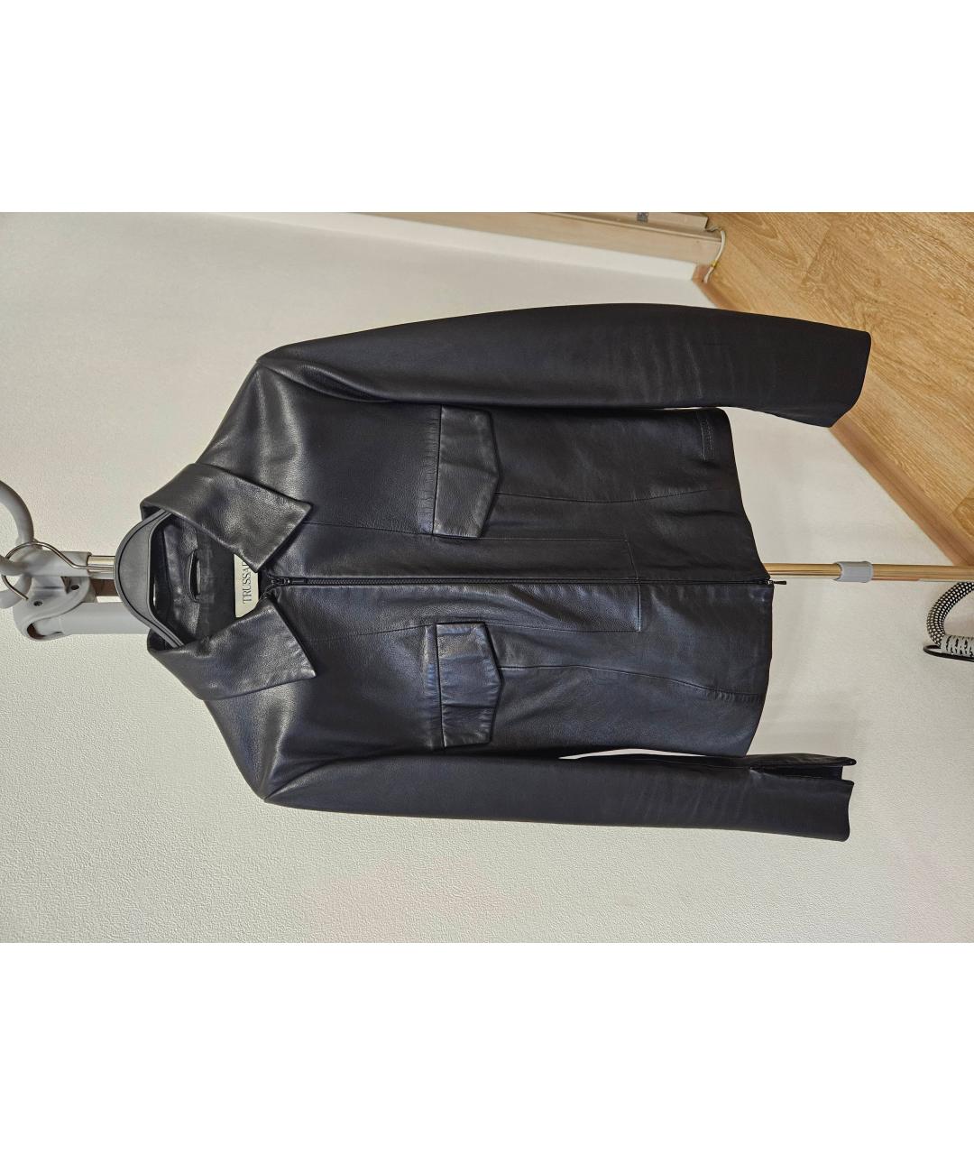 TRUSSARDI Черная кожаная куртка, фото 4