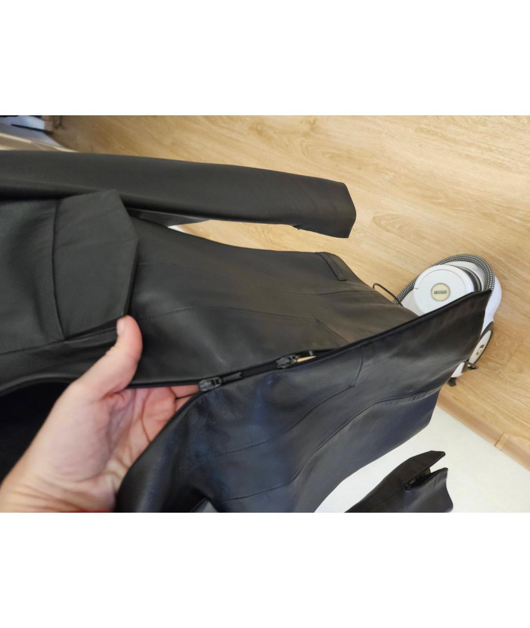 TRUSSARDI Черная кожаная куртка, фото 2