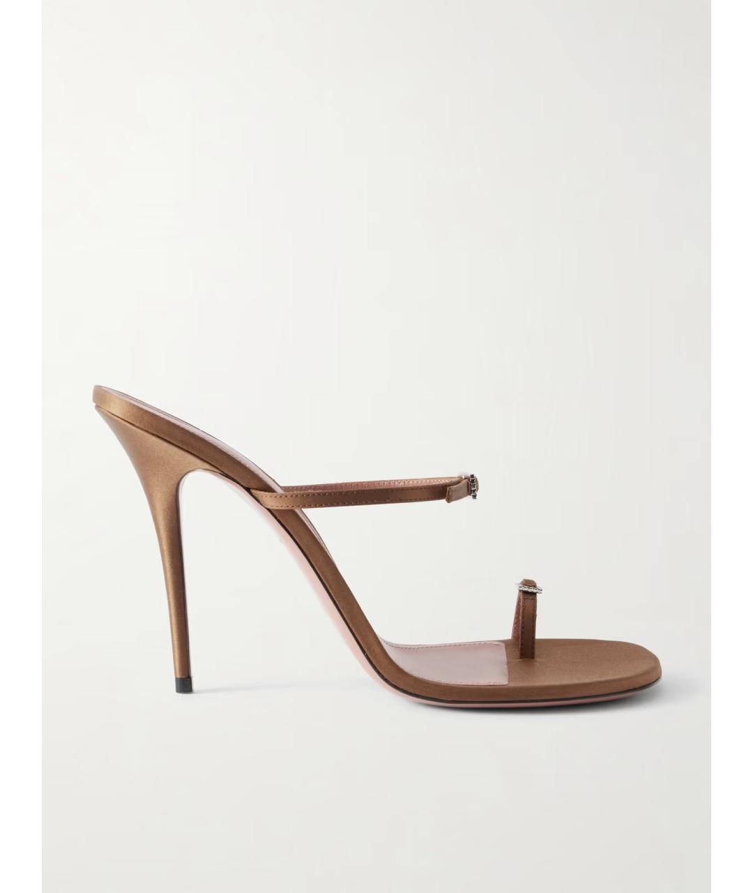 Amina Muaddi Коричневые кожаные мюли, фото 5