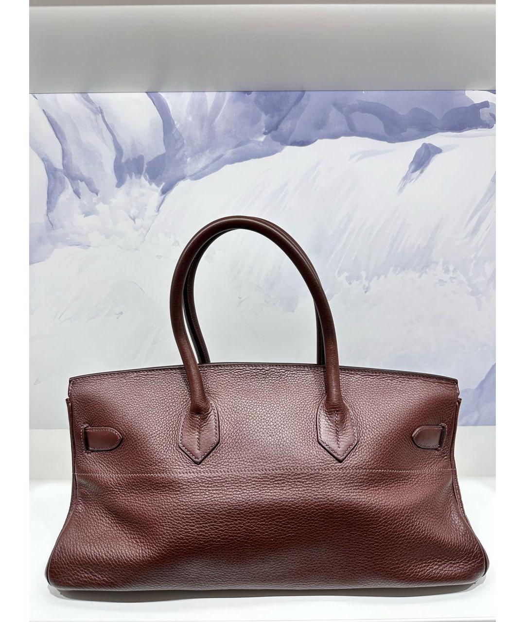 HERMES Бордовая кожаная сумка с короткими ручками, фото 3