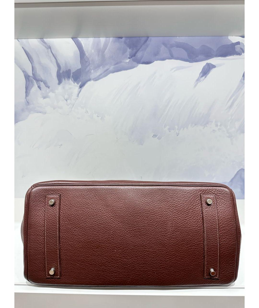 HERMES Бордовая кожаная сумка с короткими ручками, фото 2