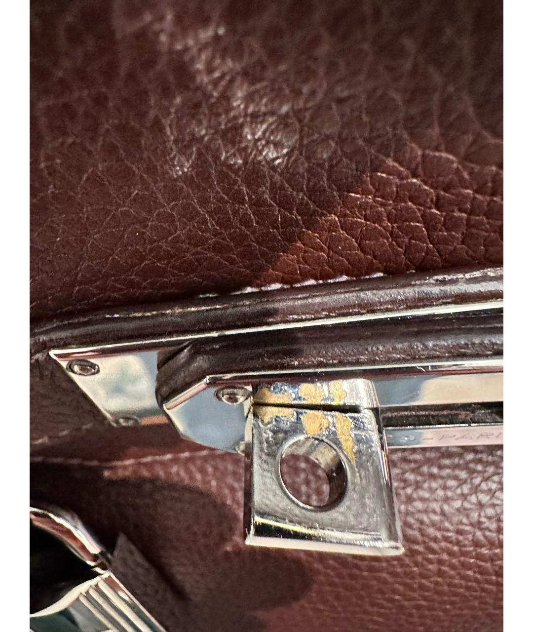 HERMES Бордовая кожаная сумка с короткими ручками, фото 7