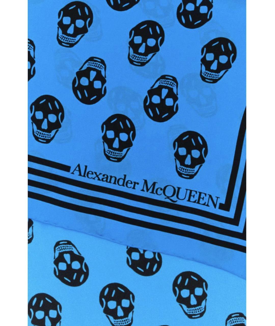 ALEXANDER MCQUEEN Синий шелковый платок, фото 2