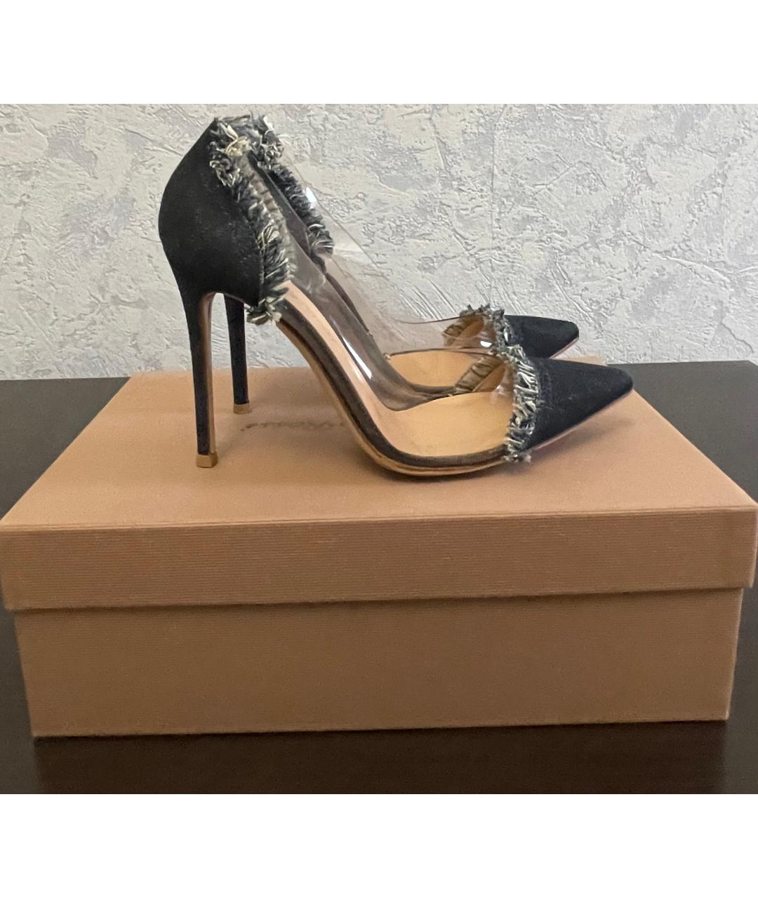 GIANVITO ROSSI Темно-синие текстильные туфли, фото 8