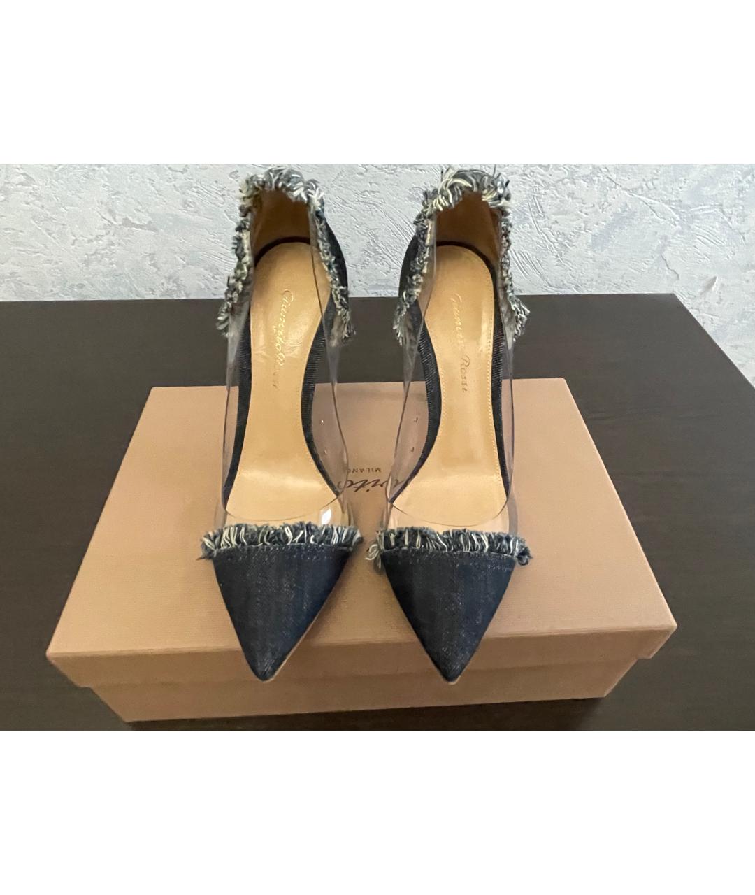 GIANVITO ROSSI Темно-синие текстильные туфли, фото 2