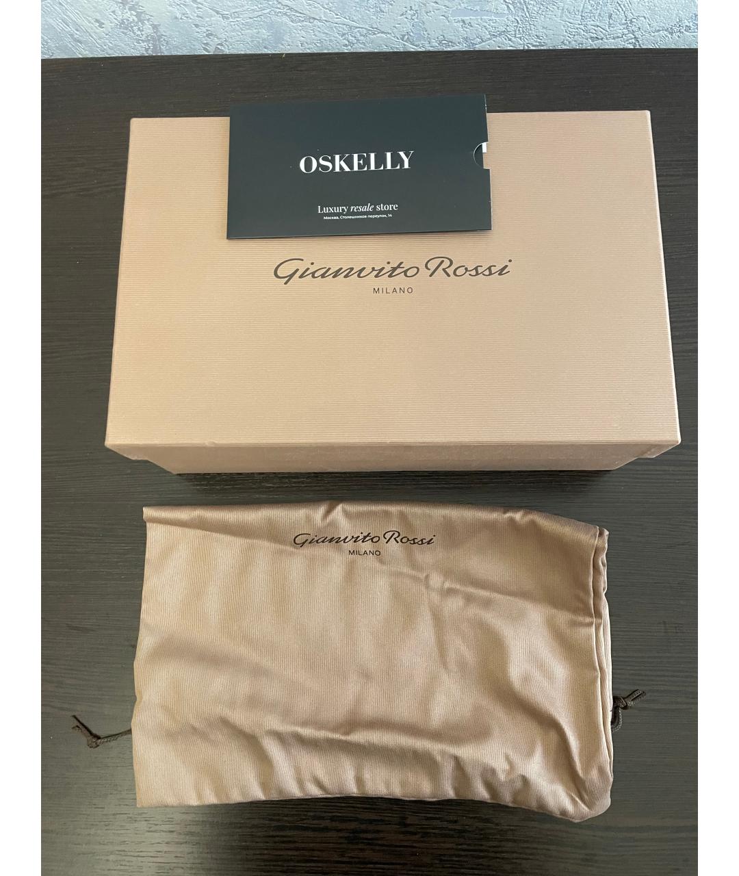 GIANVITO ROSSI Темно-синие текстильные туфли, фото 7