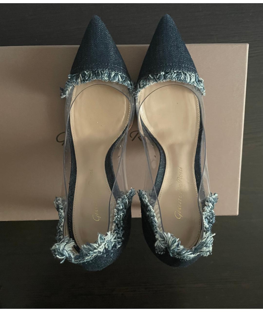 GIANVITO ROSSI Темно-синие текстильные туфли, фото 3