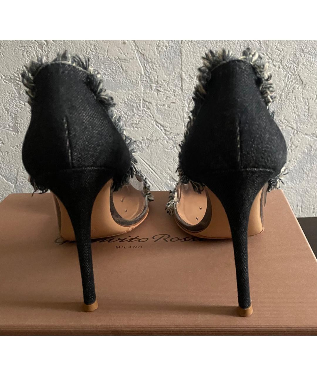 GIANVITO ROSSI Темно-синие текстильные туфли, фото 4