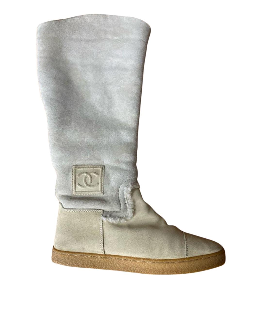 CHANEL Бежевые замшевые сапоги, фото 1