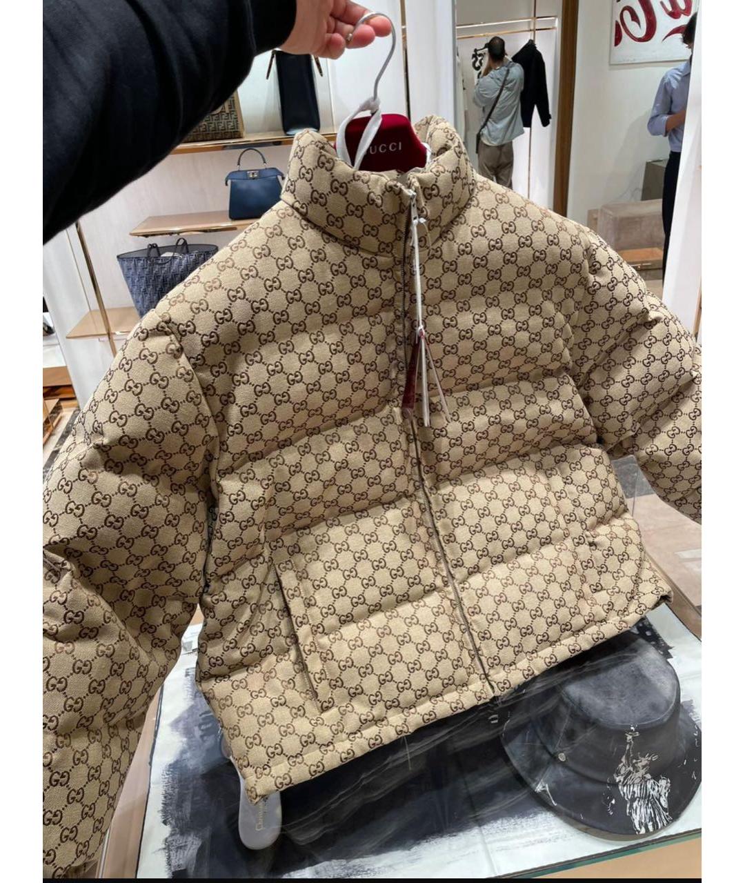 GUCCI Бежевый хлопковый пуховик, фото 4