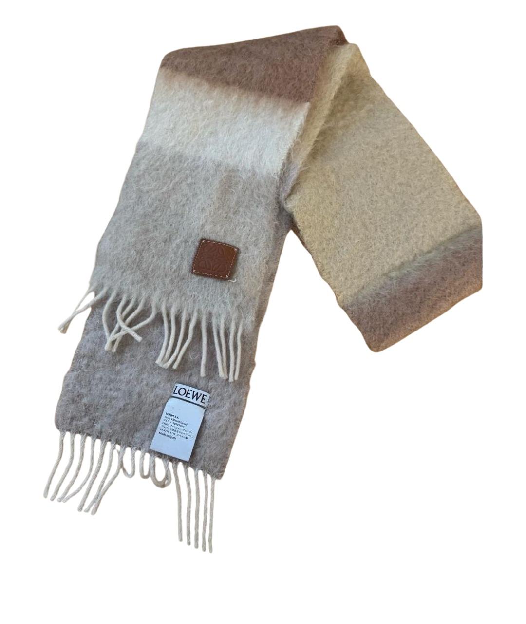 LOEWE Бежевый шерстяной шарф, фото 1