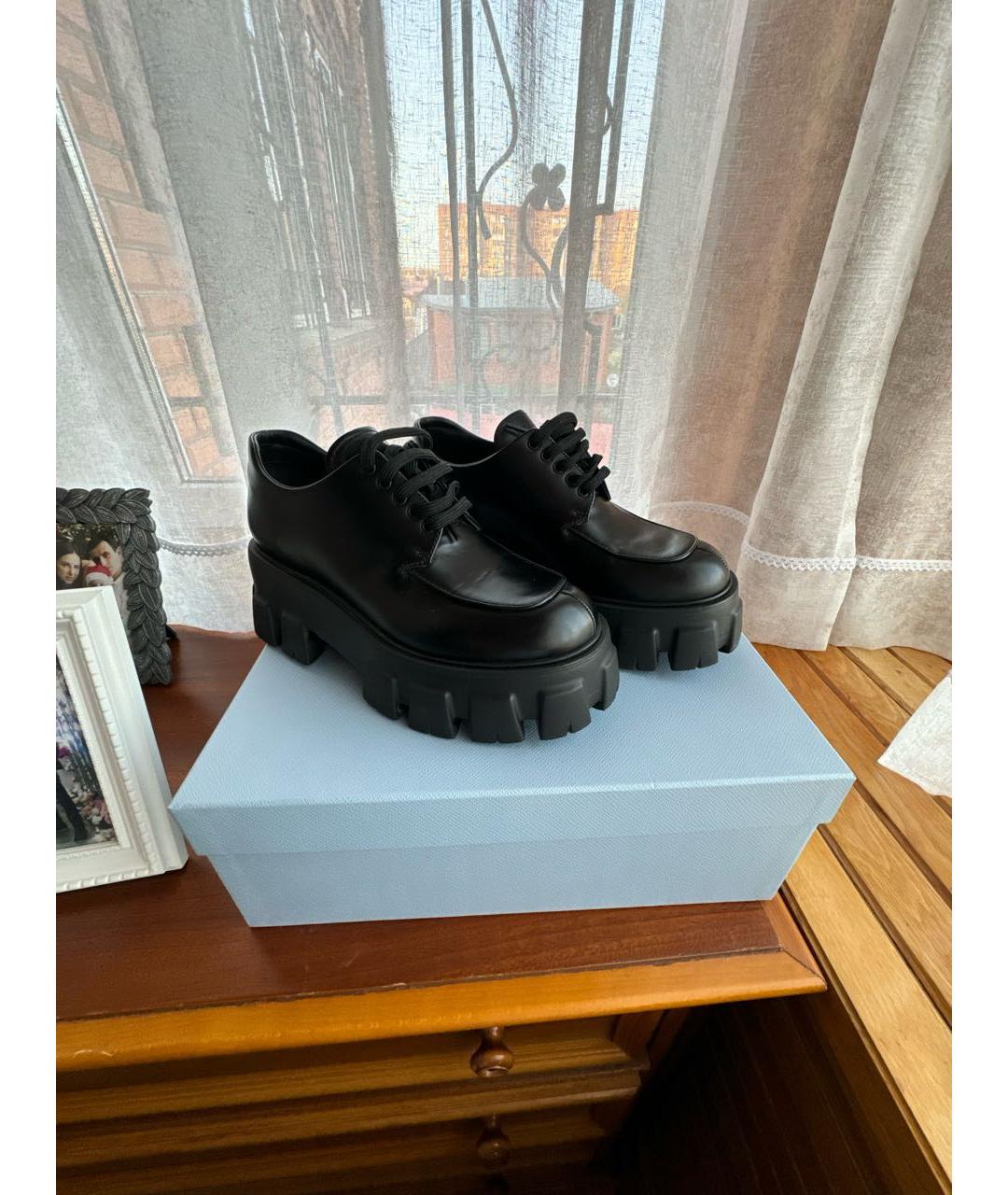 PRADA Черные кожаные брогги и оксфорды, фото 6