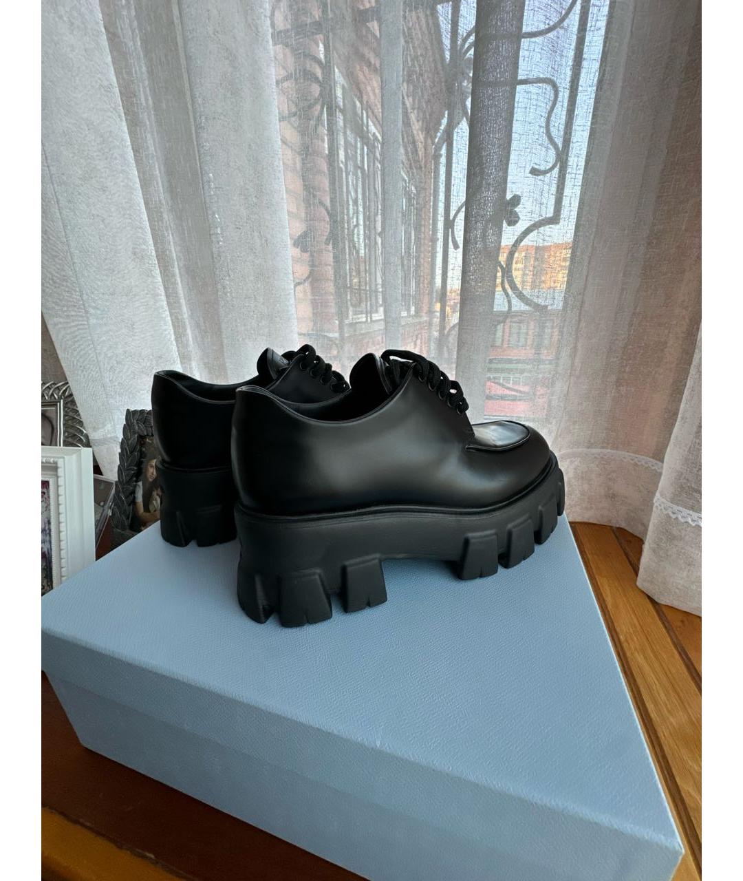 PRADA Черные кожаные брогги и оксфорды, фото 5