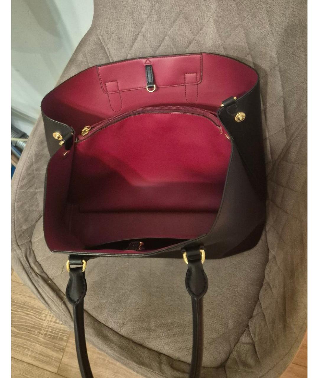 RALPH LAUREN Черная кожаная сумка тоут, фото 3