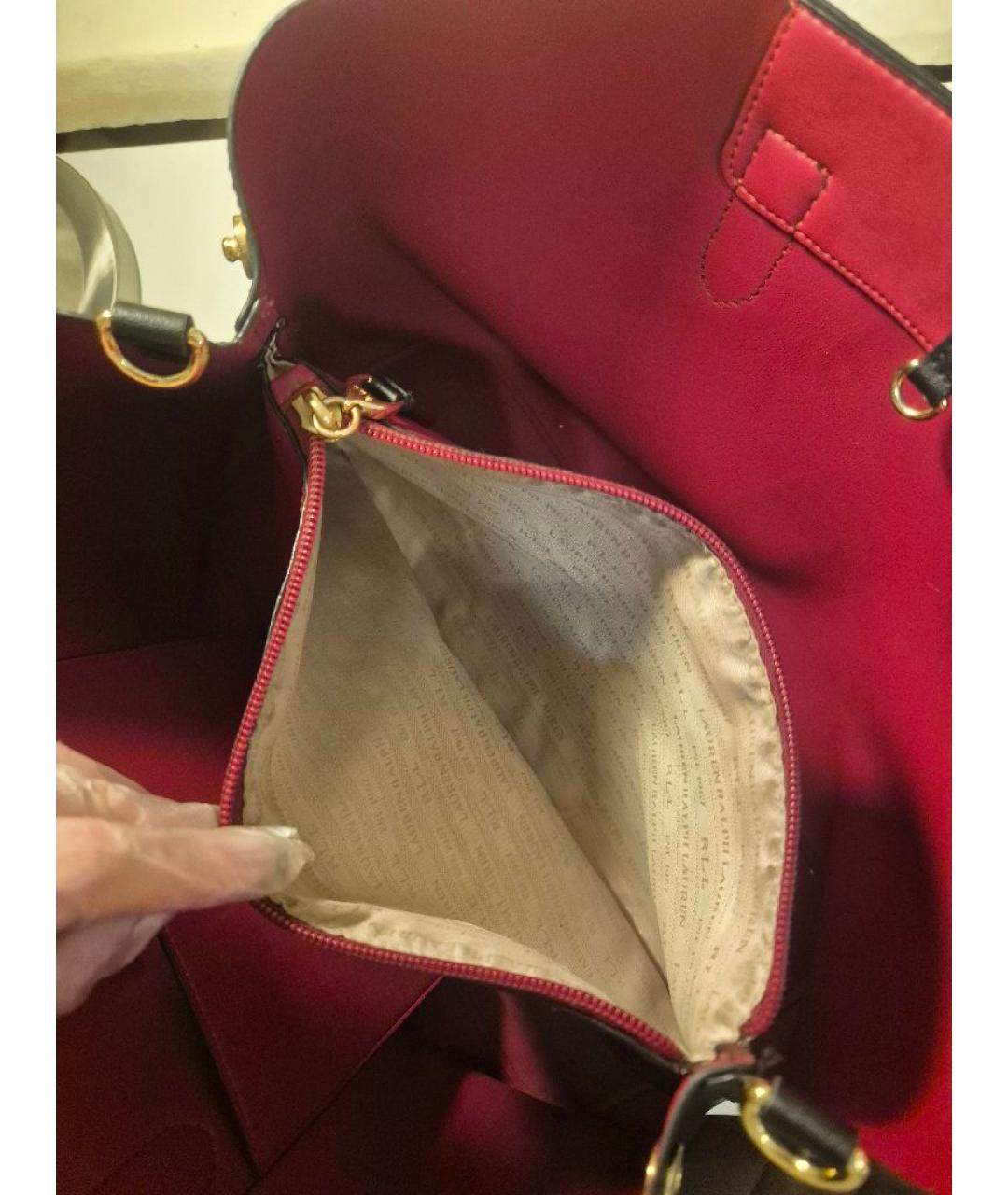 RALPH LAUREN Черная кожаная сумка тоут, фото 4