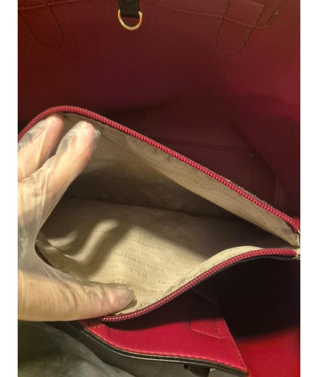 RALPH LAUREN Черная кожаная сумка тоут, фото 7