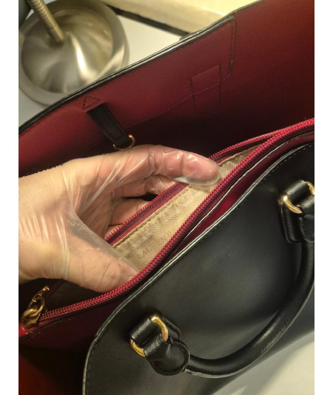 RALPH LAUREN Черная кожаная сумка тоут, фото 5